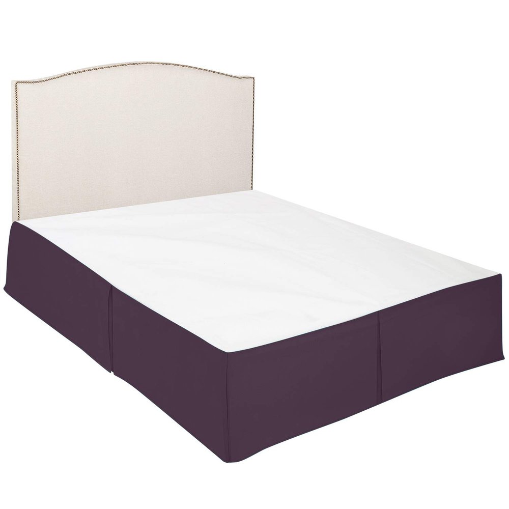 100% Cotton 600 Thread Count Dust Ruffled Classic Tailored Styling Pleated Bed Skirt, 1 Piece Box Pleated Bed Skirt 12" Drop Length (Queen Size, Purple)