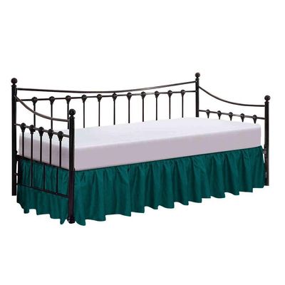 100% Cotton 600 Thread Count Daybed Skirt, 1 Piece Daybed Skirt Dust Ruffle Split Corners with 12" Drop Day Bed Skirts Three Side Coverage (Twin Size, Teal)
