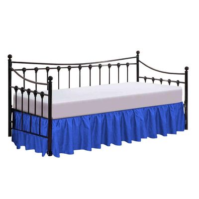 100% Cotton 600 Thread Count Daybed Skirt, 1 Piece Daybed Skirt Dust Ruffle Split Corners with 12" Drop Day Bed Skirts Three Side Coverage (Twin Size, Royal Blue)