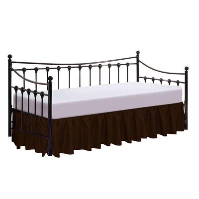 100% Cotton 600 Thread Count Daybed Skirt, 1 Piece Daybed Skirt Dust Ruffle Split Corners with 12" Drop Day Bed Skirts Three Side Coverage (Twin Size, Chocolate)