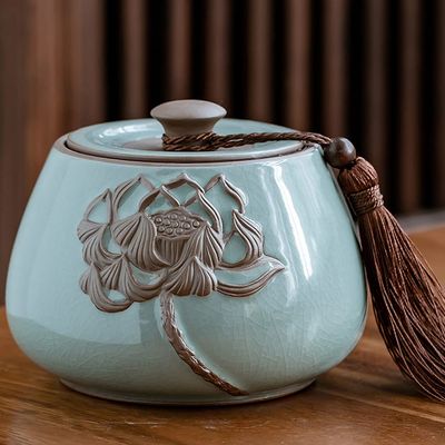 13cm Chinese Ceramic Tea Caddy Tea Sealed Storage Jar Decoration Kung Fu Tea Ceremony