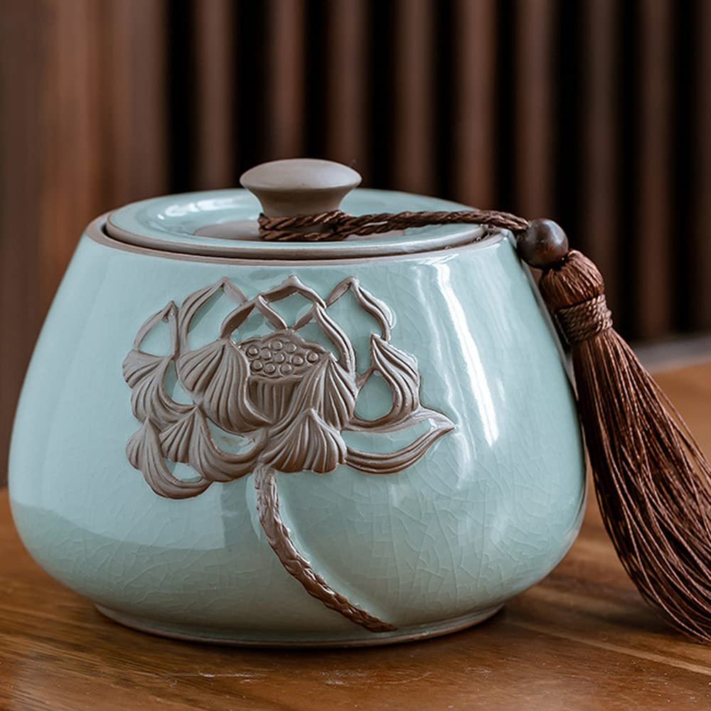 13cm Chinese Ceramic Tea Caddy Tea Sealed Storage Jar Decoration Kung Fu Tea Ceremony