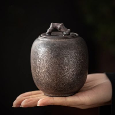 9.8cm Vintage Tea Cans Household Handmade Tea Storage Jar Sealed Tea Caddy Tea Ceremony