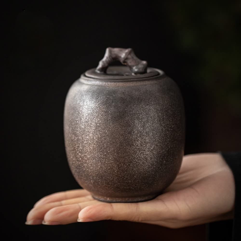 9.8cm Vintage Tea Cans Household Handmade Tea Storage Jar Sealed Tea Caddy Tea Ceremony