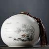 13cm Ceramic Tea Caddy Portable Sealed Travel Tea Jar Candy Coffee Storage Spice Container view 2