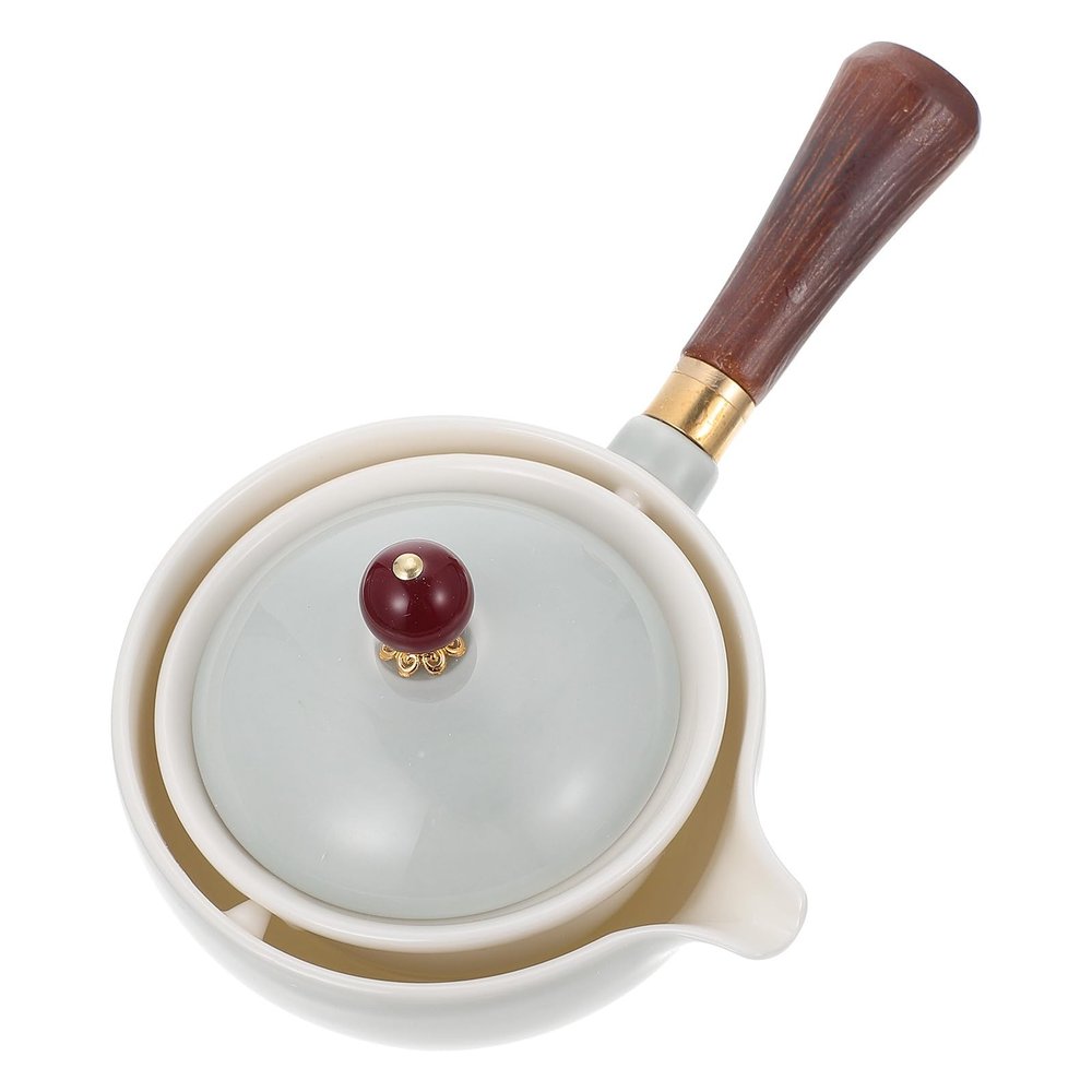 1pc Ceramic Teapot Side Handle Heat Resistant Kitchen Kettle Elegant Design for Home Brewing Smooth Surface Teaware for Tea Lovers