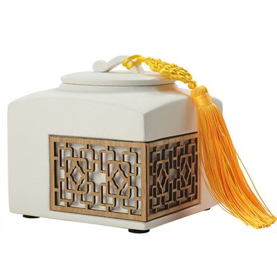 12.2cm Ceramic Tea Caddy Puer Seal Storage Jar Portable Travel Coffee Canister Tea Box