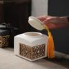 12.2cm Ceramic Tea Caddy Puer Seal Storage Jar Portable Travel Coffee Canister Tea Box view 3