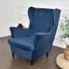 2 Pieces Velvet Wing Back Chair Slipcover,Stretch Soft Chair Cover,Plush Solid Color American Armchair Cover with Cushion Cover for Home Hotel (Navy) view 1