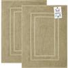 Feather & Stitch 2 Piece Towel Like Bath Mats (30x21 Inch) 100% Cotton Terry Bath Mats, Bathroom Shower Floor Mats [NOT A Bathroom Rug], Soft Absorbent Washable Mats - Linen view 1