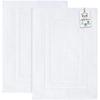 Feather & Stitch 2 Piece Towel Like Bath Mats (30x21 Inch) 100% Cotton Terry Bath Mats, Bathroom Shower Floor Mats [NOT A Bathroom Rug], Soft Absorbent Washable Mats - White view 1