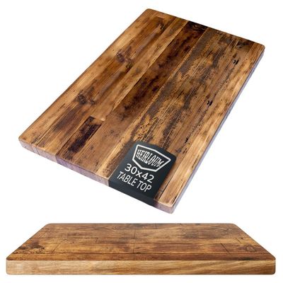 HEIRLOUM Reclaimed Wood Table Top - Rustic Recycled Wooden Piece Perfect for Signs, Counters, Kitchens, Dining and Coffee Table Tops (Straight Plank Table Top, 30" x 42")