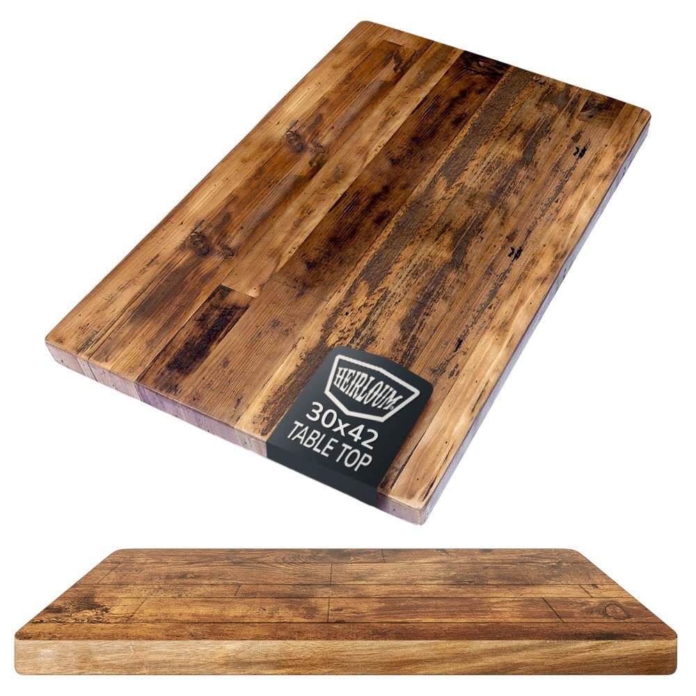 HEIRLOUM Reclaimed Wood Table Top - Rustic Recycled Wooden Piece Perfect for Signs, Counters, Kitchens, Dining and Coffee Table Tops (Straight Plank Table Top, 30" x 42")