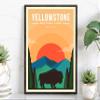 Yellowstone National Park, Retro Travel Poster Print, Yellowstone National Park Volcanic Hot Spot, Office Wall Art - 12x18 view 1