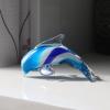 DECRZPB Handmade Glass Blue Striped Dolphin Figurine Blown Glass Coloured Glaze Paperweights Birthday Gift Table Ornaments Home Decor view 1