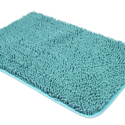 Yeaban Chenille Bathroom Rugs Non-Slip Thick Plush Bath Mat - Absorbent Washable Bath Rugs for Bathroom Shower Sink Carpet (Teal, 20" x 32")