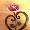 ACEVER Hand Forged Rose Metal Artificial Flower for Birthday Wedding Valentines Day Home Garden Yarn Patio Desktop Decor (Pink) view 2