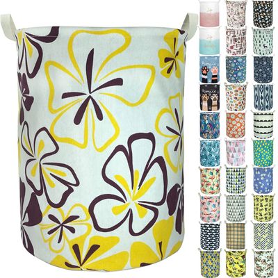 Aouker Merdes 19.7 Waterproof Foldable Laundry Hamper, Dirty Clothes Laundry Basket, Linen Bin Storage Organizer for Toy Collection (Flower)