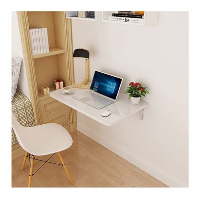 AGYHAM Wall Mounted Folding Table Workbench Computer Desk, Home Shop Apartment Wall Mounted Small Wooden Table with Metal Stand (Size : 60x40cm/23.62x15.74in)