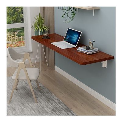 AGYHAM Folding Wood Table Wall Mounted Workbench Fall Table, Space Saving Wall Mounted Computer Desk with Stable Support (Color : Brown, Size : 120x40cm/47.24x15.74in)