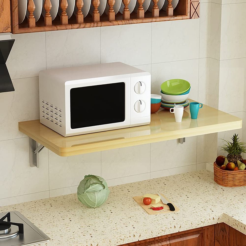 AGYHAM Folding Wooden Table Wall-Mounted Workbench Deciduous Table, Small Space Wall-Mounted Computer Desk Study Table Desk (Size : 120x50cm/47.24x19.68in)
