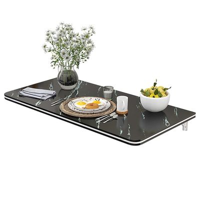 AGYHAM Folding Table Wall Mounted Deciduous Table, Marble Pattern Wall Mounted Desk Wall Table Dining Table for Kitchen Dining Room (Color : Black, Size : 90X50cm)