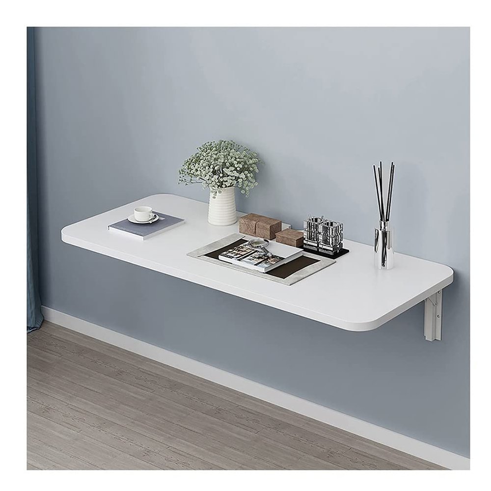 AGYHAM Folding Wall Mounted Workbench Deciduous Table, Kitchen Bedroom Wall Mounted Computer Desk with Metal Stand, Easy to Install (Size : 120x30cm/47.24x11.81in)