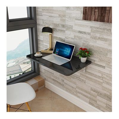 AGYHAM Folding Table Wall Mounted Fall Leaves Table Wall Table, Hanging Desk Wall Table Dining Table Computer Desk, Space Saver (Color : Black, Size : 50X30cm)
