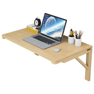 AGYHAM Folding Wall-Mounted Workbench Deciduous Table, Small Space Kitchen Dining Table, Bedroom Wall-Mounted Computer Table, Wood Color (Size : 80x60cm/31.49x23.62in)