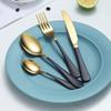 24Pcs Gold Dinnerware Set Stainless Steel Tableware Set Knife Fork Spoon Luxury Cutlery Set Gift Box Flatware Dishwasher Safe,Black view 4