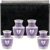 4 Small Urns for Ashes for Women or Men - Set of 4 Purple Urn with Angel Wings - Mini Heart Male and Female Cremation Keepsakes - Memorial Burial for Mom Mother view 1
