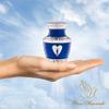 4 Pack Small Urns for Ashes for Women or Men - Set of 4 Blue Mini Urn with Angel Wings - Heart Earn Male and Female Cremation Keepsakes - Memorial Burial view 2