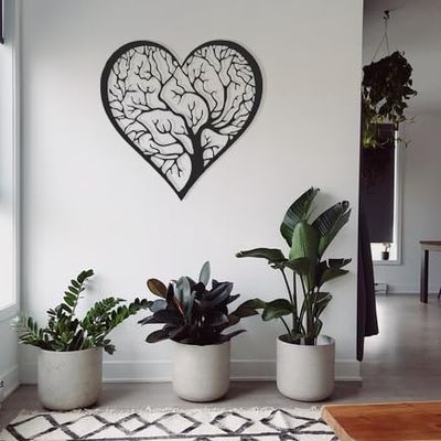 Badger Steel USA - Heart Tree of Life - Metal Wall Art - 24" X 24" - Black