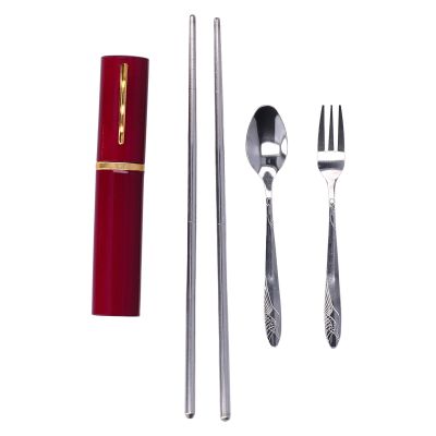 Portable Cutlery Set, Stainless Steel Cutlery Travel Set Travel Utensils Retractable Chopsticks with Case Reusable Silverware Set