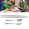 Portable Cutlery Set, Stainless Steel Cutlery Travel Set Travel Utensils Retractable Chopsticks with Case Reusable Silverware Set view 3
