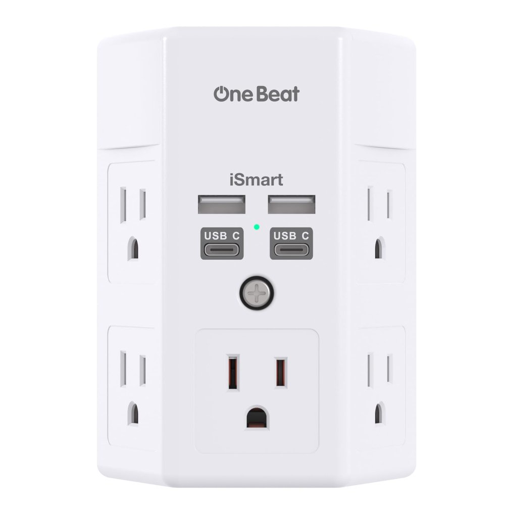 One Beat Surge Protector Wall Outlet Extender,3-Sided Outlet Splitter 1680J