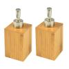 2 Pack Bamboo Liquid Soap Dispenser, Refillable Lotion Pump Bottles Stainless Steel Press Pump Hand Soap Bottles for Bathroom Kitchen Dish Toilet (250ML) view 1