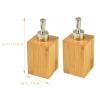 2 Pack Bamboo Liquid Soap Dispenser, Refillable Lotion Pump Bottles Stainless Steel Press Pump Hand Soap Bottles for Bathroom Kitchen Dish Toilet (250ML) view 2
