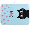 Absorbent Dish Drying Mat for Kitchen Counter - Blue Love Cat Microfiber Drying Pad, Reversible Drainer Mats for Countertop, Lager 18 x 24 inch view 1