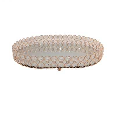 JIARY Gold Crystal Mirror Tray Glass Mirror Jewelry Storage Box Cosmetic Shelf Desktop Storage,Gold,Large