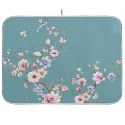 Absorbent Dish Drying Mat for Kitchen Counter - Chinese Painting Art Microfiber Drying Pad, Reversible Drainer Mats for Countertop, Lager 18 x 24 inch