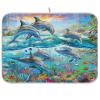 Absorbent Dish Drying Mat for Kitchen Counter - Dolphin Watercolor Summer Microfiber Drying Pad, Reversible Drainer Mats for Countertop, Lager 18 x 24 inch view 1