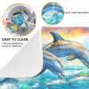 Absorbent Dish Drying Mat for Kitchen Counter - Dolphin Watercolor Summer Microfiber Drying Pad, Reversible Drainer Mats for Countertop, Lager 18 x 24 inch view 2