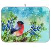 Absorbent Dish Drying Mat for Kitchen Counter - Winter Snow Blue Bird Microfiber Drying Pad, Reversible Drainer Mats for Countertop, Large 18" x 24" view 1