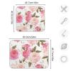 Absorbent Dish Drying Mat for Kitchen Counter - Floral Rose Pink Microfiber Drying Pad, Reversible Drainer Mats for Countertop, Lager 18 x 24 inch view 3