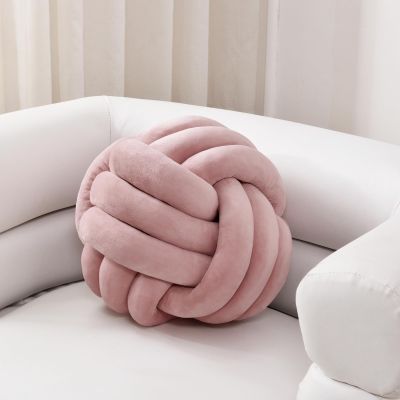 Sioloc Soft Knot Ball Pillows,Round Throw Pillow Cushion Home Decoration Plush Pillow,Throw Knotted Pillow Handmade Round Plush Pillow7.8inches,Blush