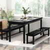 AWQM Dining Room Table Set, Kitchen Set with 2 Benches, Ideal for Home, and Room, Breakfast of 43.3x23.6x28.5 inches, Benches 38.5x11.8x17.5 Black view 2