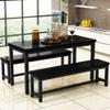 AWQM Dining Room Table Set, Kitchen Set with 2 Benches, Ideal for Home, and Room, Breakfast of 43.3x23.6x28.5 inches, Benches 38.5x11.8x17.5 Black view 4