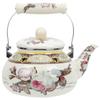 Stove Top Enamel Tea Kettle: Vintage Floral Whistling Tea Pot Farmhouse Water Boiling Pot Household Stove Top Whistling Tea Kettle 2. 5L view 1