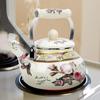 Stove Top Enamel Tea Kettle: Vintage Floral Whistling Tea Pot Farmhouse Water Boiling Pot Household Stove Top Whistling Tea Kettle 2. 5L view 4